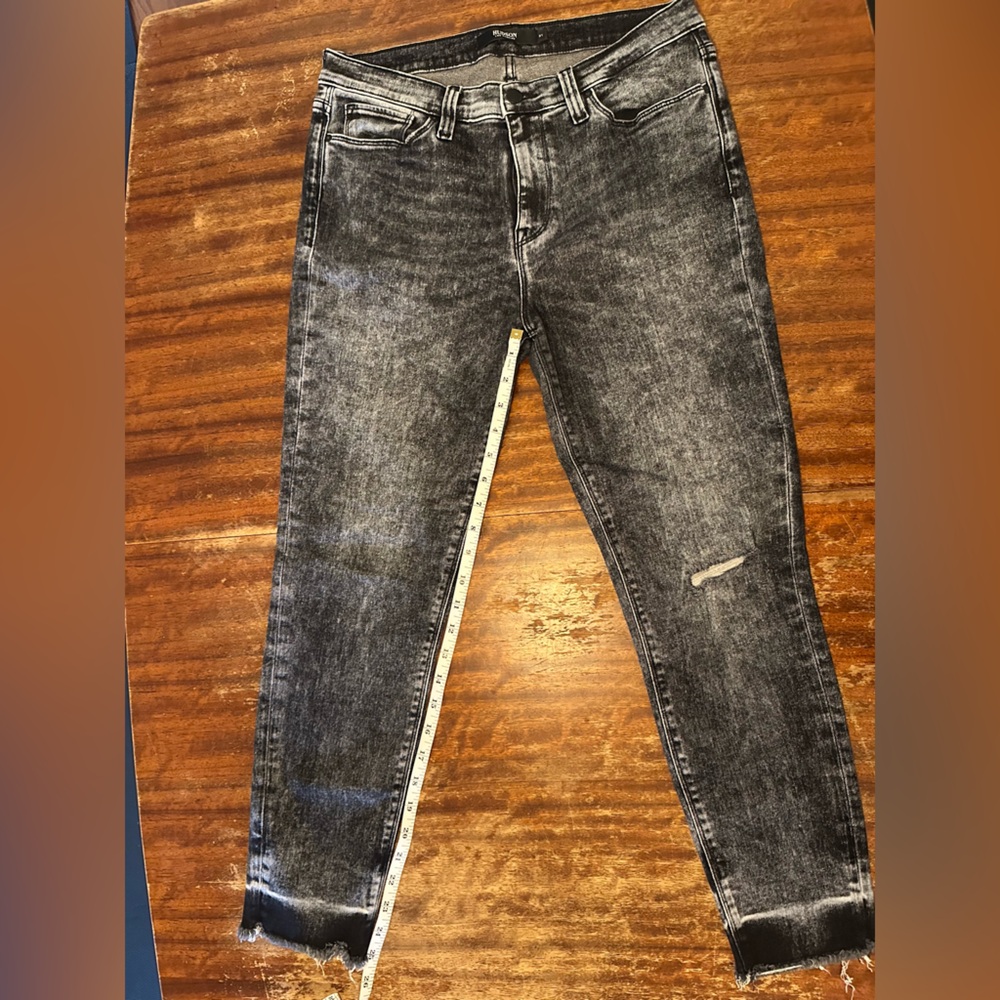 HUDSON Nico Skinny Grey/Black Acid Washed Distressed Jeans